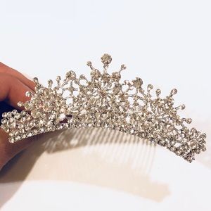 Silver and Rhinestone Tiara With Hair Comb